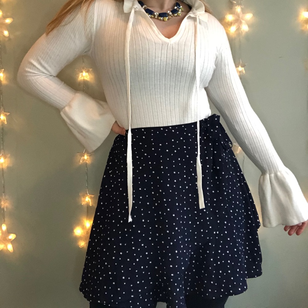 Navy and white star wrap skirt